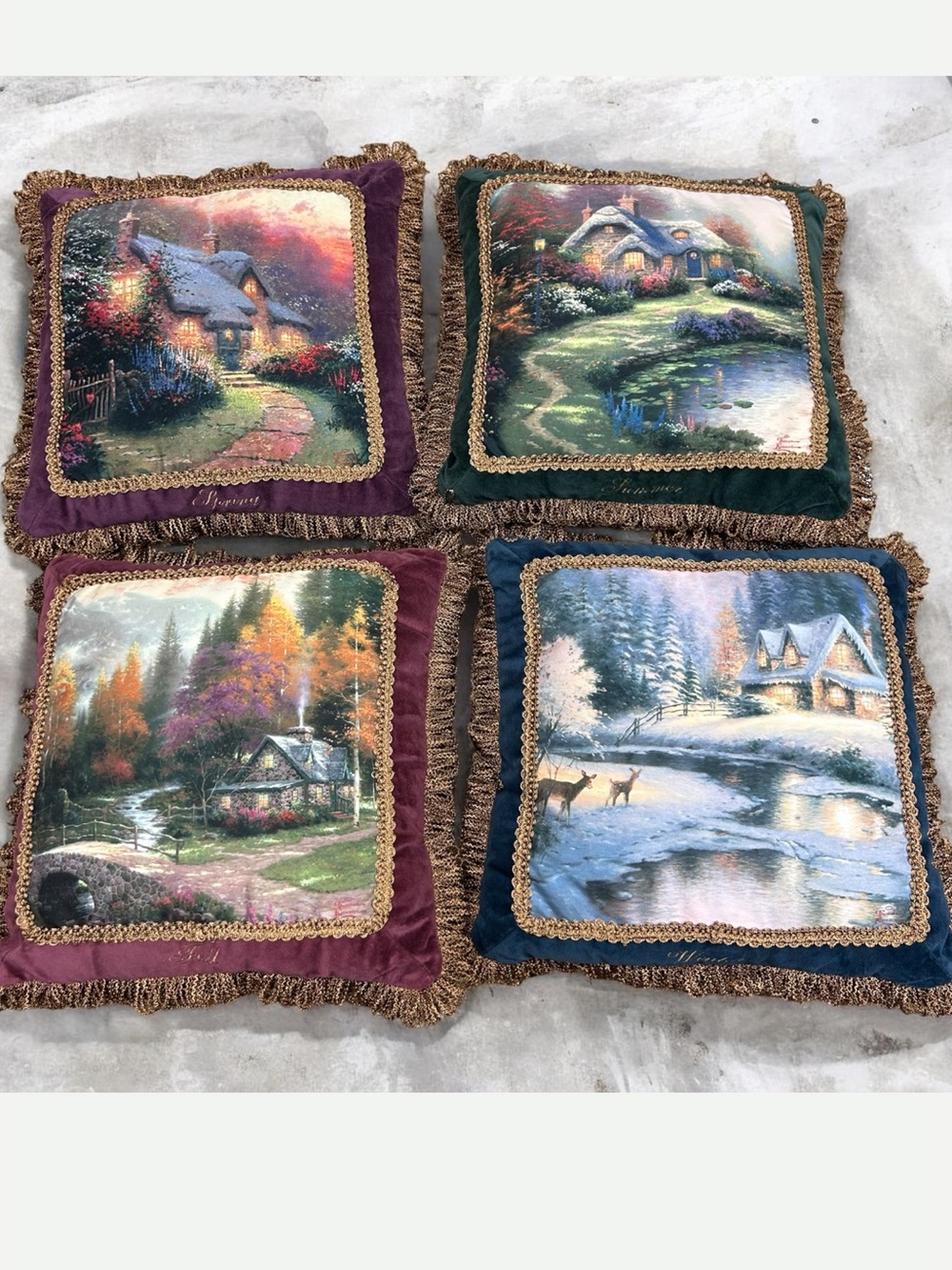 2008 Thomas Kinkade “Season of Splendor” Decorative Pillows Set of 4